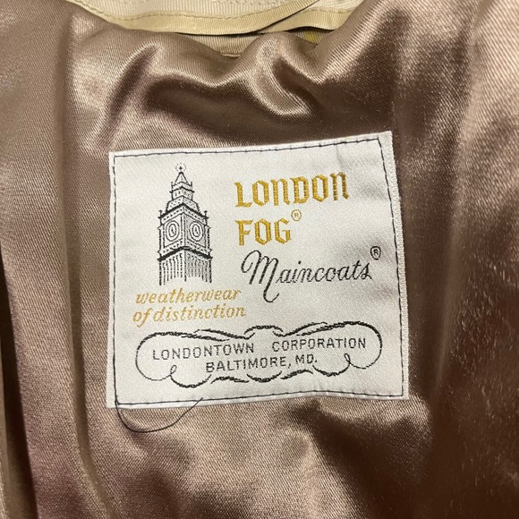 Vintage London Fog Mens Tan Trench Coat Zip Out Faux Fur Liner 38 Reg Beige - Picture 8 of 15